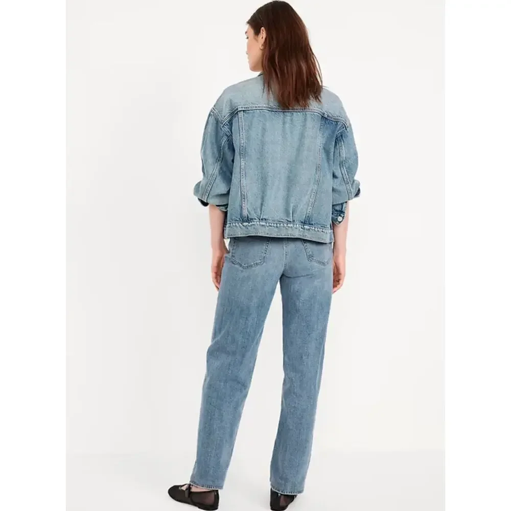 Old Navy OG LOOSE Secret-Smooth High Rise Denim High Waist Straight Leg Jeans - Picture 3 of 9